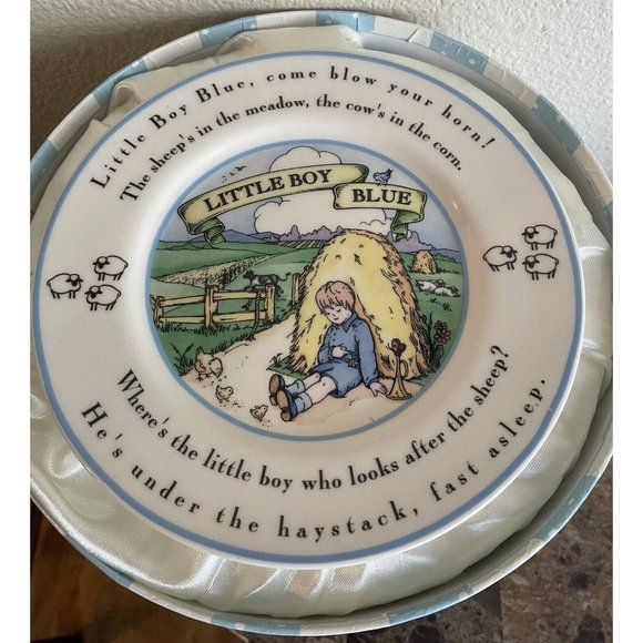 Little Boy Blue Child's Cup Plate Set Mud Pie w/ Box Mother Goose Nursery Rhyme - Picture 8 of 14